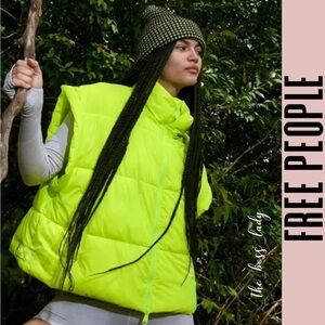 FP movement puffer vest jacket activewear sportswear highlighter in a bu…